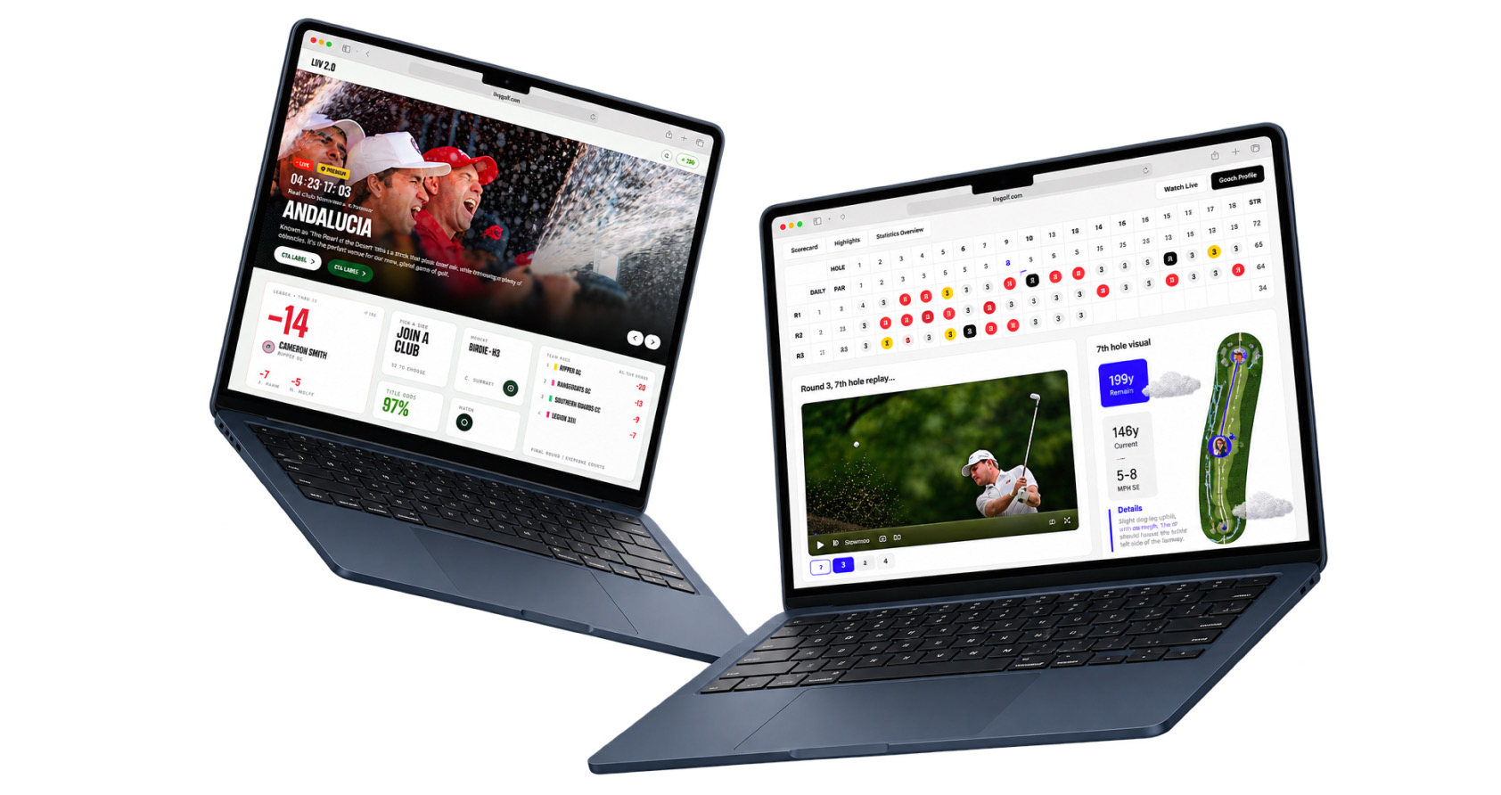 The Live Event Hub shown on two laptops.