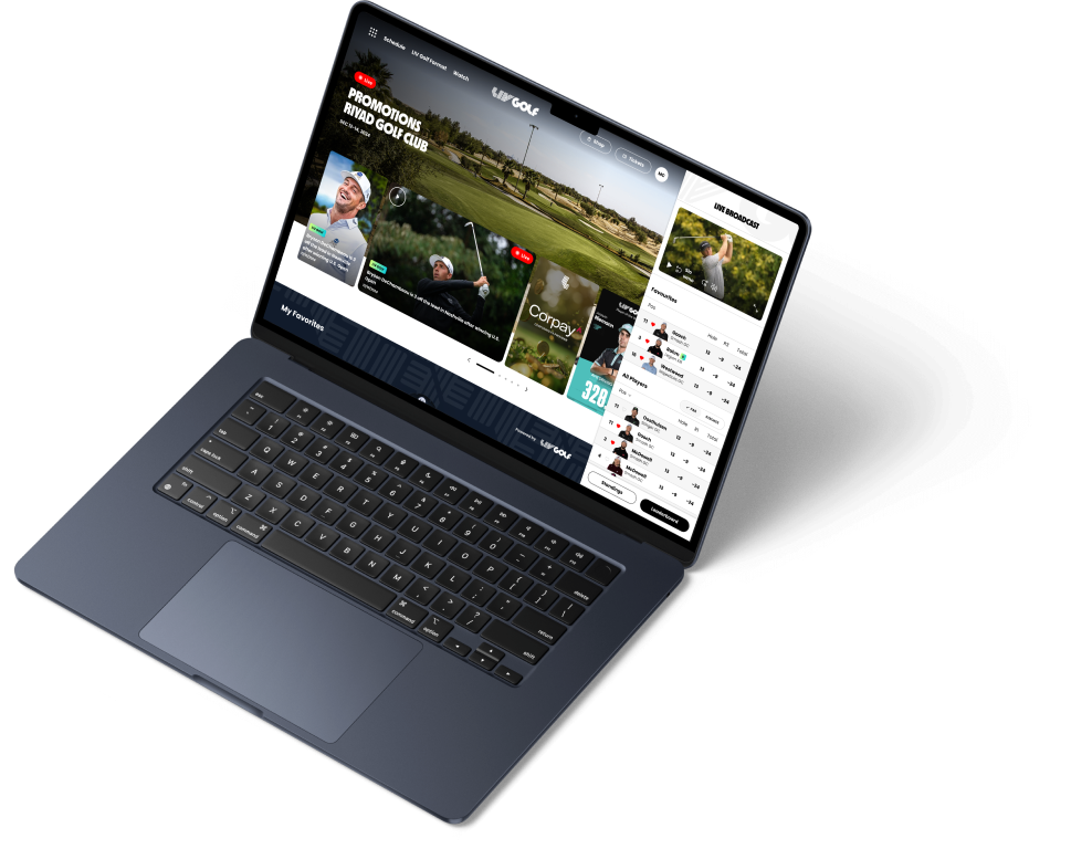 The Live Event Hub design shown on a laptop.