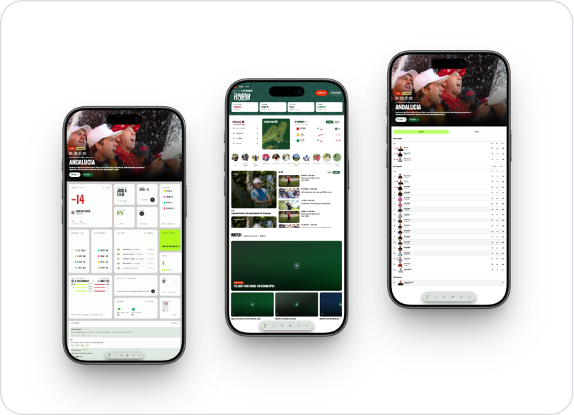 The Live Event Hub shown on both a phone and a desktop screen.