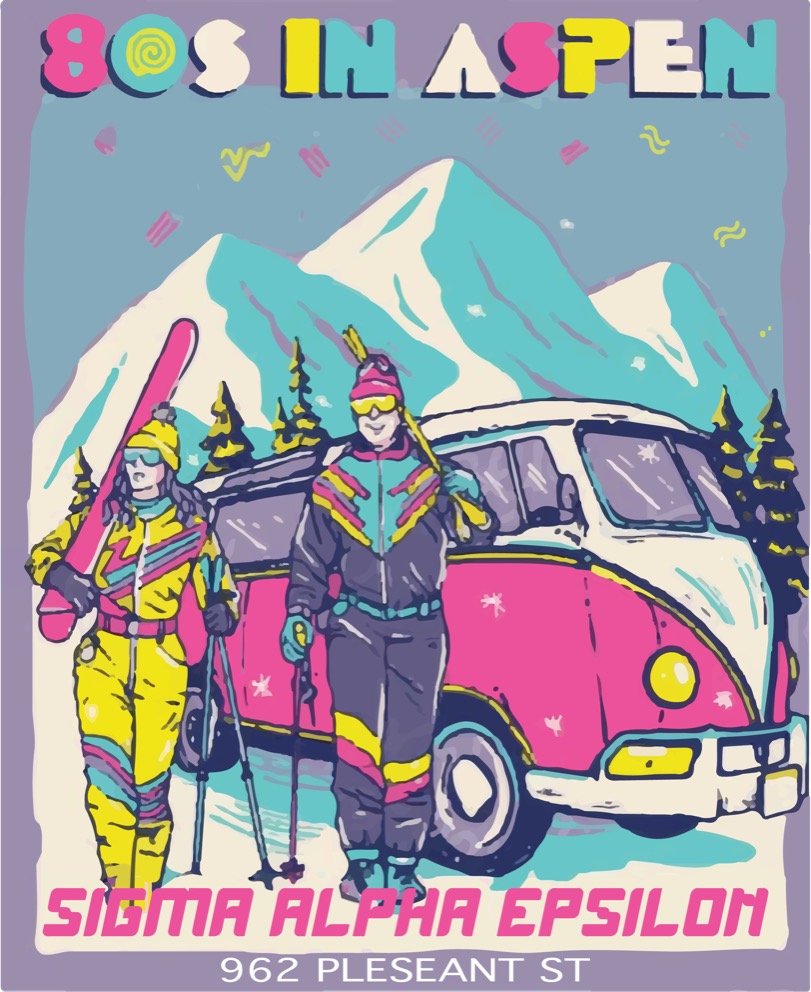 Vintage ski poster for the Aspen mixer.